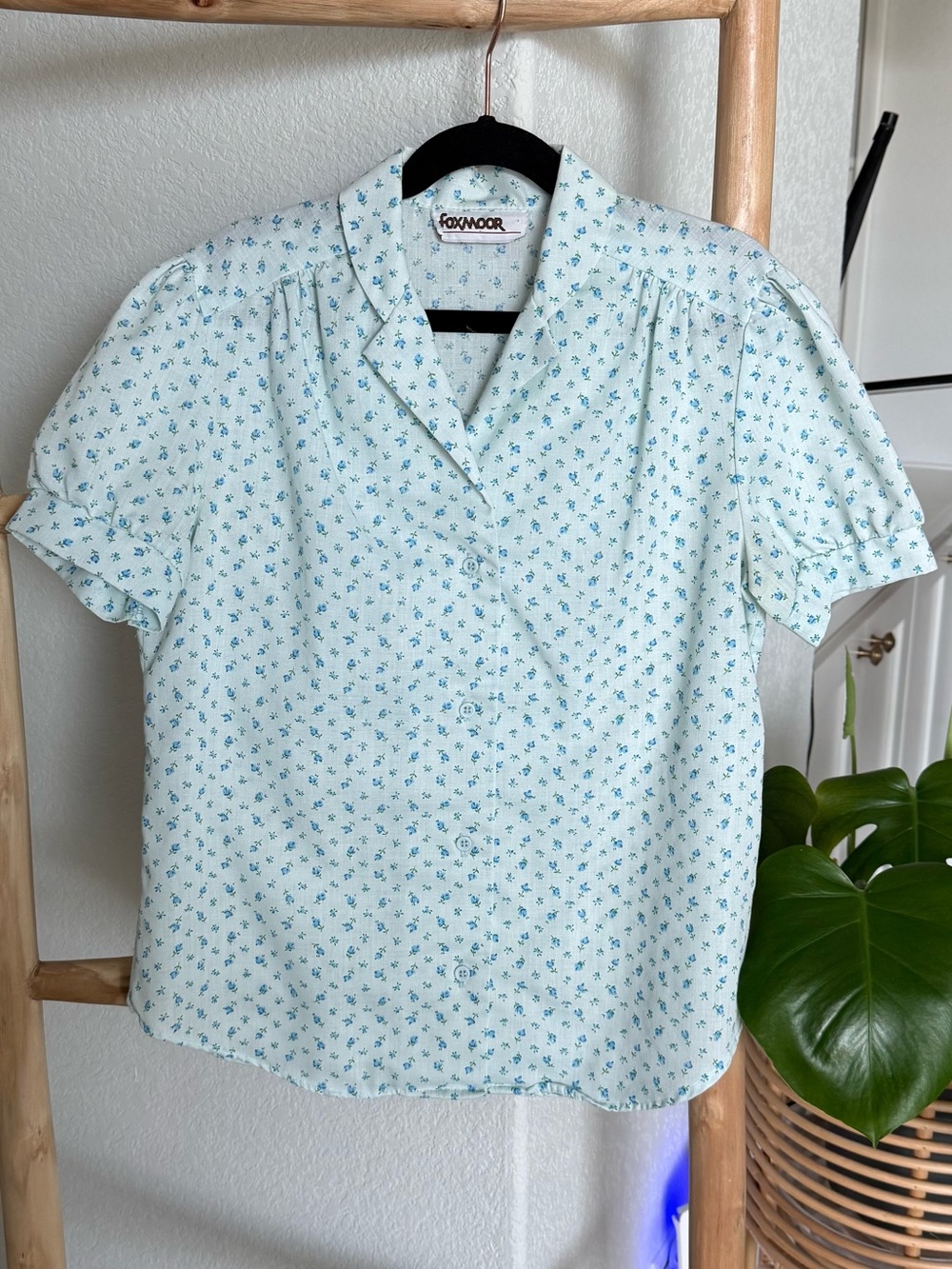 Foxmoor Pale Blue Floral Button-Front Blouse